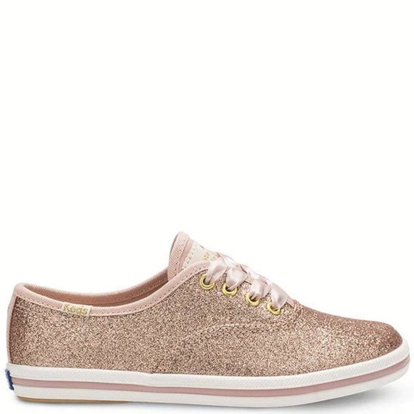 NEW Keds x Kate Spade Sizes 5.5, 6 Youth Girls Glitter Sneakers - Rose Gold - Picture 2 of 5